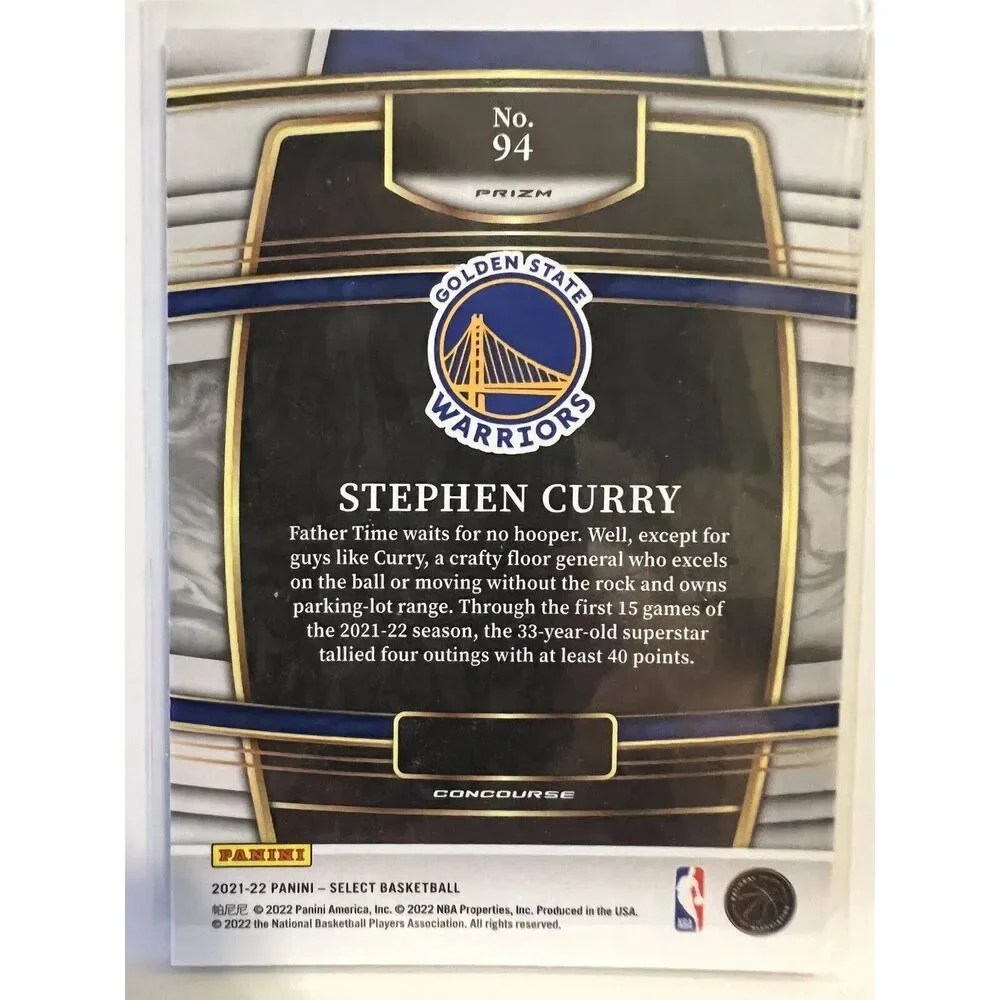 2021-22 Panini Select Stephen Curry Blue Prizm #94 Golden State Warriors